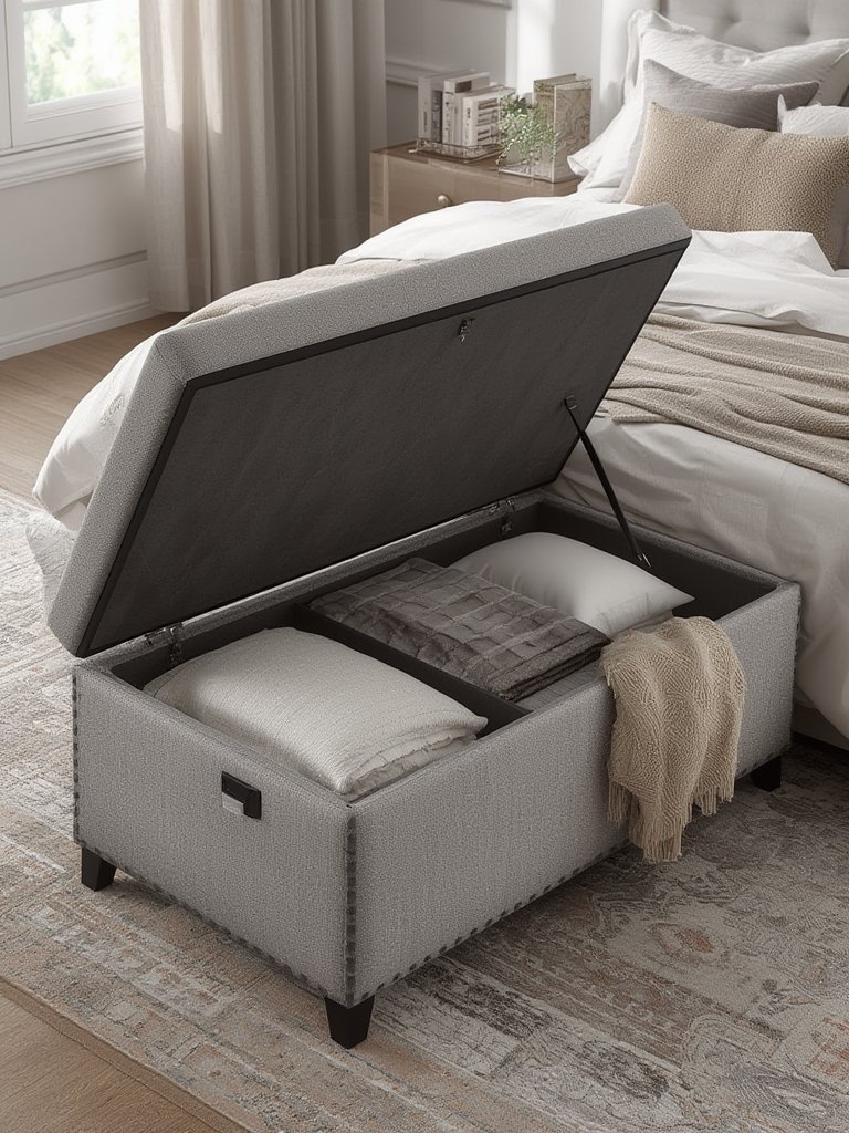 storage ottoman in action